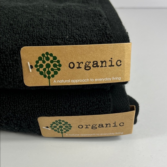 Ecoexistence Bath Towel Set Black 100% Organic Cotton Loops Soft Plush 2 Pc NEW - Picture 2 of 7